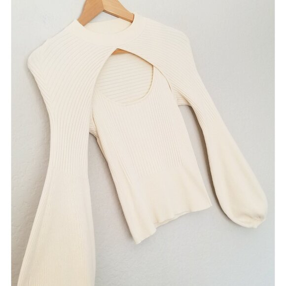 Maeve by Anthropologie Courtney Twofer Pullover Sweater in Cream Ivory XXS $120 - Picture 14 of 15